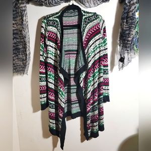 Thick ♡ Soft ♡ Geometric Print ♡ Striped ♡ Knitted ♡ Waterfall Cardigan ♡ OSFM ♡